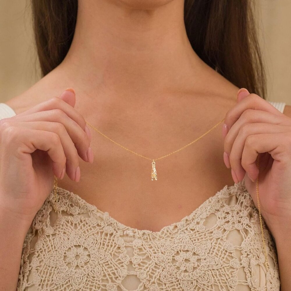 Gold Necklace for Women-14K Gold Plated Bow,Dragon,Shell, Palm Tree, Seahorse, C - Picture 4 of 6